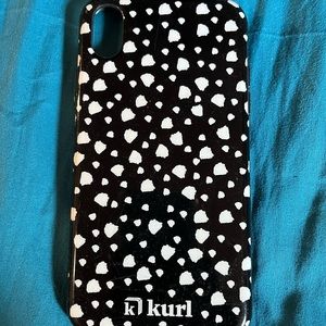 iPhone XR case (black and white polka dot)